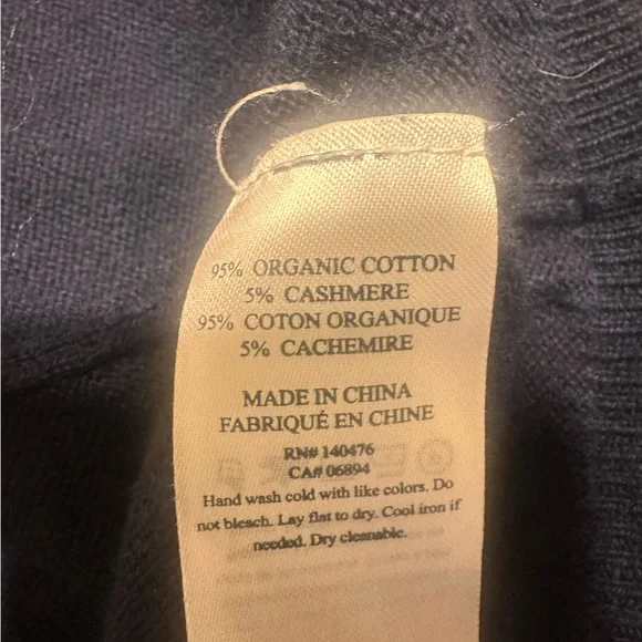 Faherty Surf Sweater Mist Stripe Organic Cotton Navy Blue Size Medium - Picture 7 of 7